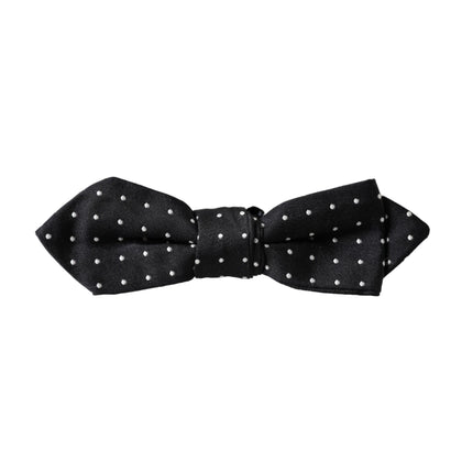 Dolce & Gabbana Black Silk Polka Dot Adjustable Neck Men Papillon Bow Tie