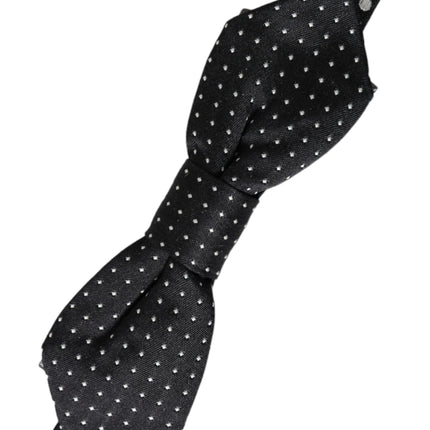 Dolce & Gabbana Black Silk Polka Dot Adjustable Neck Men Papillon Bow Tie