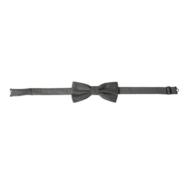 Dolce & Gabbana Gray Silk Patterned Adjustable Neck Men Papillon Bow Tie