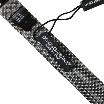 Dolce & Gabbana Gray Silk Patterned Adjustable Neck Men Papillon Bow Tie