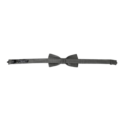 Dolce & Gabbana Gray Silk Patterned Adjustable Neck Men Papillon Bow Tie