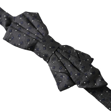 Dolce & Gabbana Black Silk Patterned Adjustable Neck Men Papillon Bow Tie