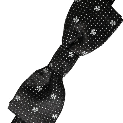 Dolce & Gabbana Black Silk Floral Adjustable Neck Men Papillon Bow Tie