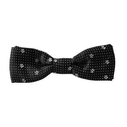 Dolce & Gabbana Black Silk Floral Adjustable Neck Men Papillon Bow Tie
