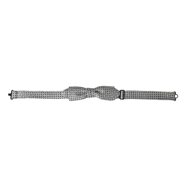 Dolce & Gabbana Gray Silk Polka Dot Adjustable Neck Men Papillon Bow Tie