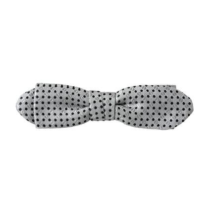Dolce & Gabbana Gray Silk Polka Dot Adjustable Neck Men Papillon Bow Tie