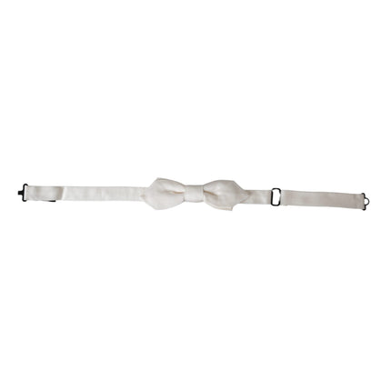 Dolce & Gabbana White Silk Adjustable Neck Men Papillon Bow Tie