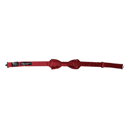 Dolce & Gabbana Red Silk Jacquard Adjustable Neck Men Bow Tie