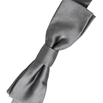 Dolce & Gabbana Gray Satin Silk Adjustable Neck Men Papillon Bow Tie