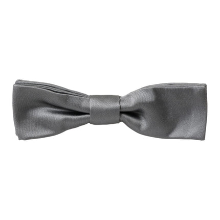 Dolce & Gabbana Gray Satin Silk Adjustable Neck Men Papillon Bow Tie