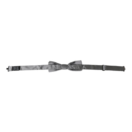 Dolce & Gabbana Gray Satin Silk Adjustable Neck Men Papillon Bow Tie