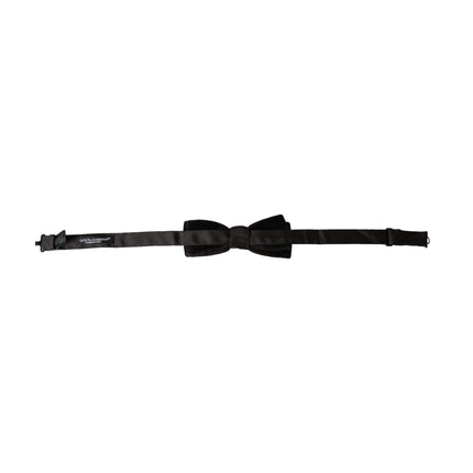 Dolce & Gabbana Black Velvet Cotton Adjustable Neck Men Bow Tie
