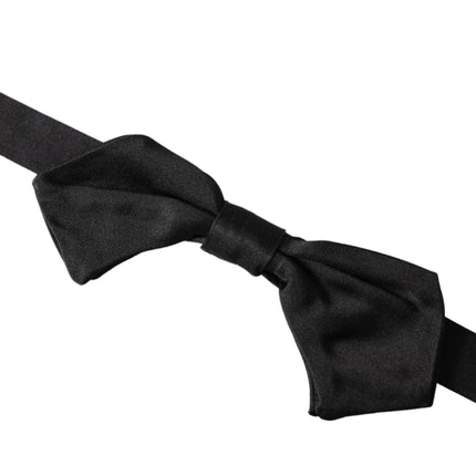 Dolce & Gabbana Black Satin Silk Adjustable Neck Men Bow Tie