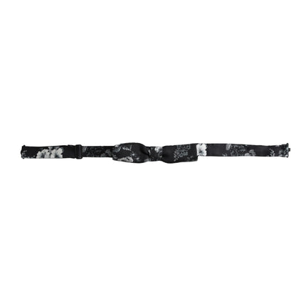 Dolce & Gabbana Black Floral Silk Adjustable Neck Men Bow Tie