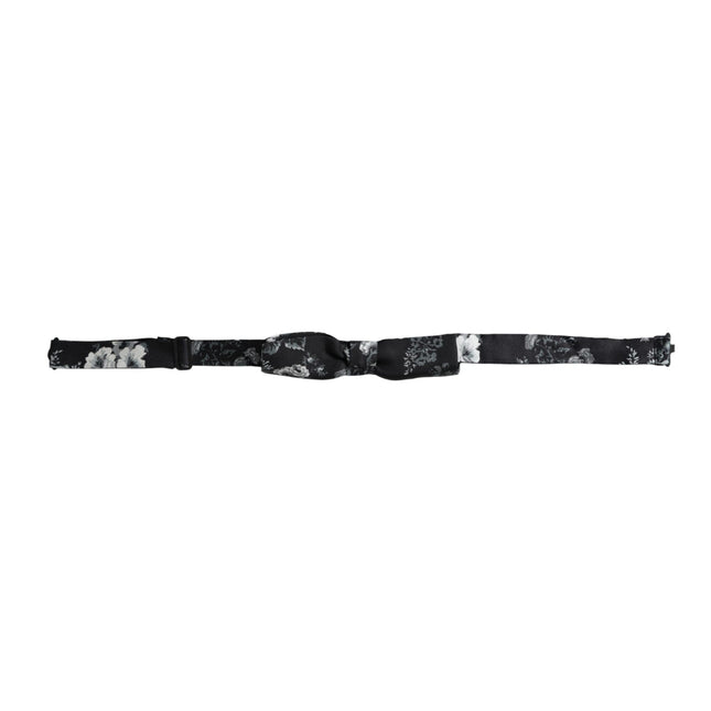 Dolce & Gabbana Black Floral Silk Adjustable Neck Men Bow Tie