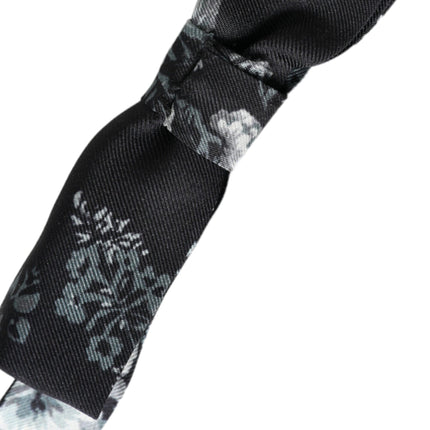 Dolce & Gabbana Black Floral Silk Adjustable Neck Men Bow Tie