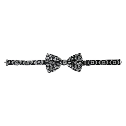 Dolce & Gabbana Black White Printed Adjustable Neck Men Bow Tie