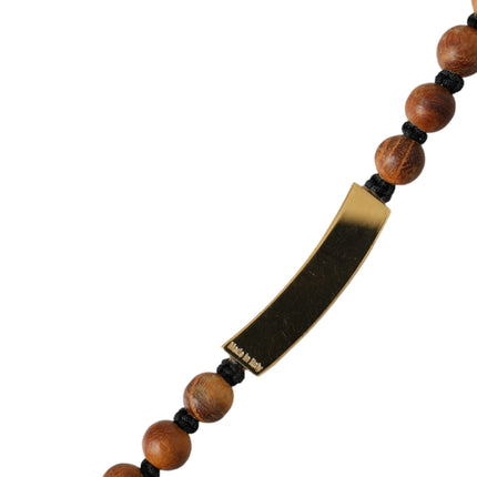 Dolce & Gabbana Black Gold Wooden Beaded Logo Pendant