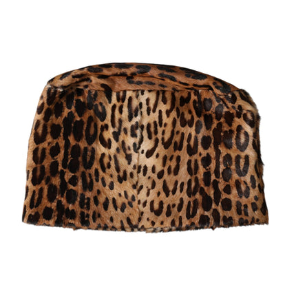 Dolce & Gabbana Brown Leopard Fur Women Bucket Hat