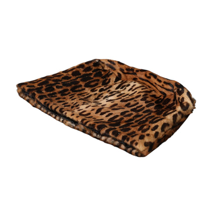 Dolce & Gabbana Brown Leopard Fur Women Bucket Hat
