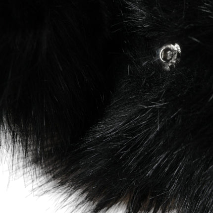 Dolce & Gabbana Black Faux Fur Whole Head Wrap Hat