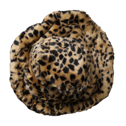 Dolce & Gabbana Brown Leopard Fur Women Bucket Hat