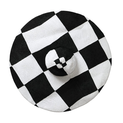Dolce & Gabbana Black White Checkered Wide Brim Floppy Hat