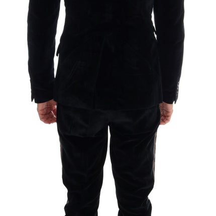 Dolce & Gabbana Blue Velvet Two Button Slim 3 Piece Suit