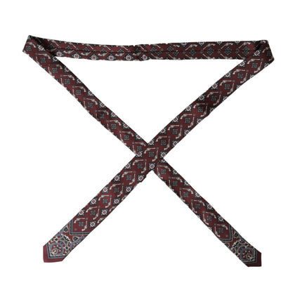 Dolce & Gabbana Bordeaux Printed 100% Silk Adjustable Men Tie