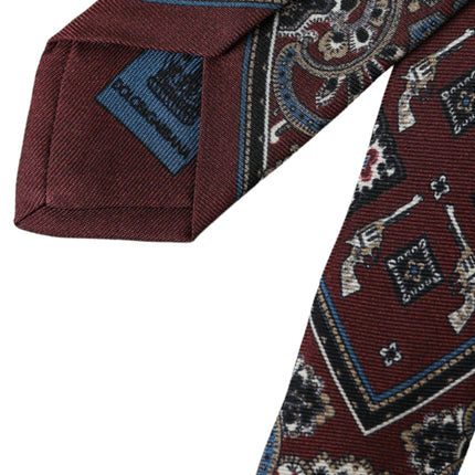 Dolce & Gabbana Bordeaux Printed 100% Silk Adjustable Men Tie