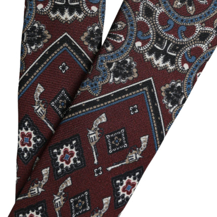 Dolce & Gabbana Bordeaux Printed 100% Silk Adjustable Men Tie