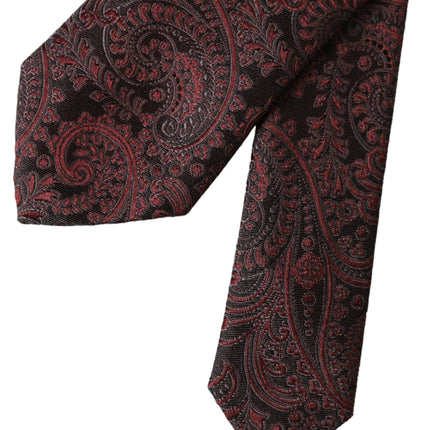 Dolce & Gabbana Bordeaux Patterned Silk Adjustable Men Tie