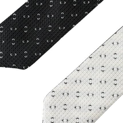 Dolce & Gabbana Black White Patterned Adjustable Tie
