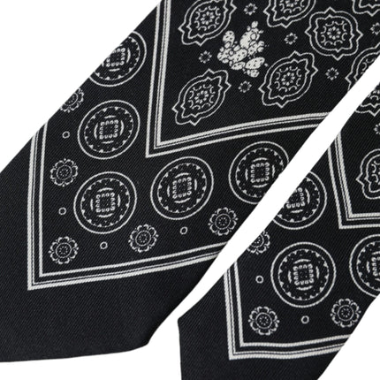 Dolce & Gabbana Black Patterned 100%Silk Adjustable Tie