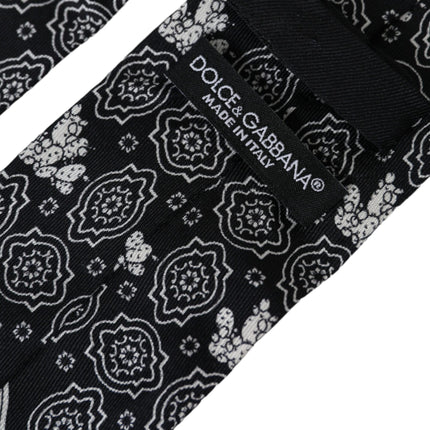 Dolce & Gabbana Black Patterned 100%Silk Adjustable Tie