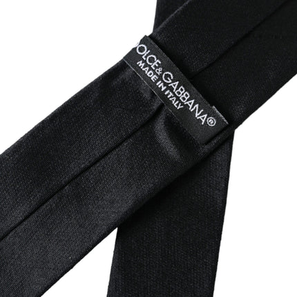 Dolce & Gabbana Black Solid 100% Silk Adjustable Tie