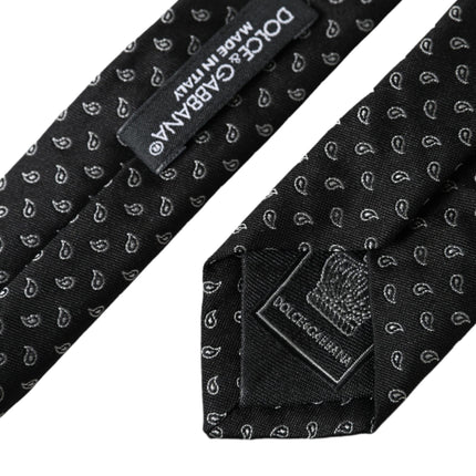 Dolce & Gabbana Black Jacquard Patterned Silk Adjustable Men Tie