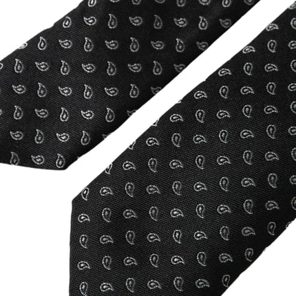 Dolce & Gabbana Black Jacquard Patterned Silk Adjustable Men Tie