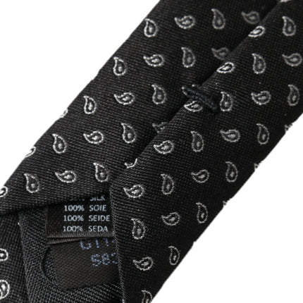 Dolce & Gabbana Black Jacquard Patterned Silk Adjustable Men Tie
