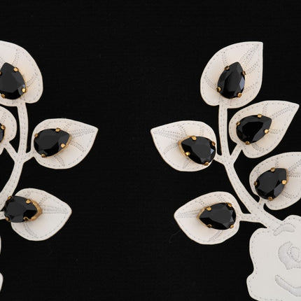 Dolce & Gabbana Black Crystal Floral Pencil Skirt
