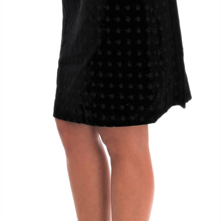 Dolce & Gabbana Dark Green Baroque Velvet Pencil Skirt