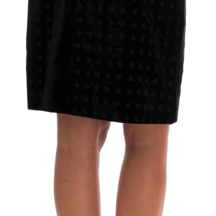 Dolce & Gabbana Dark Green Baroque Velvet Pencil Skirt