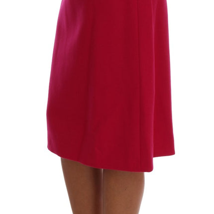 Dolce & Gabbana Pink Wool Knee Long A-Line Skirt