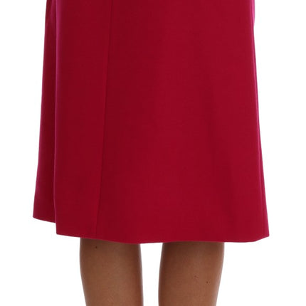 Dolce & Gabbana Pink Wool Knee Long A-Line Skirt