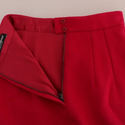 Dolce & Gabbana Pink Wool Knee Long A-Line Skirt