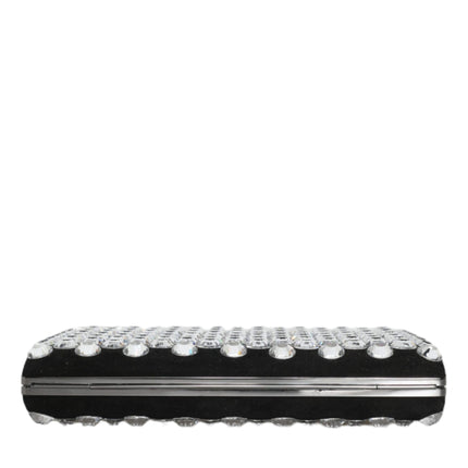 Dolce & Gabbana Black Velvet Crystal Clutch Evening Party Purse Bag