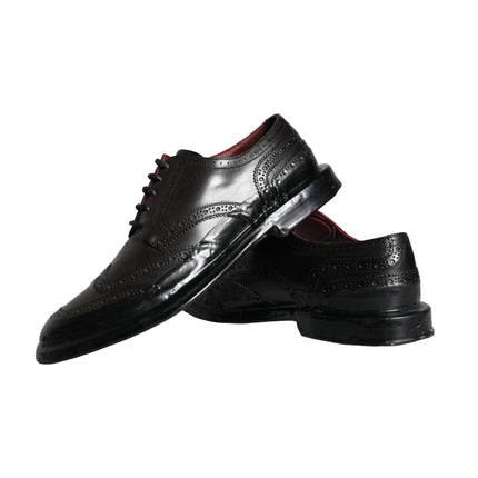 Dolce & Gabbana Black Leather Oxford Wingtip Formal Men Shoes