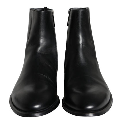 Dolce & Gabbana Black Calf Leather Men Ankle Boots Men Shoes