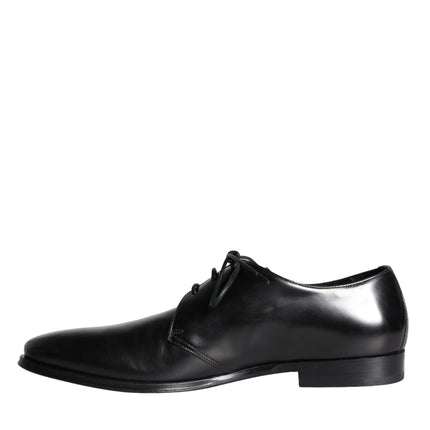 Dolce & Gabbana Black Calfskin Leather Derby Men Dress Shoes