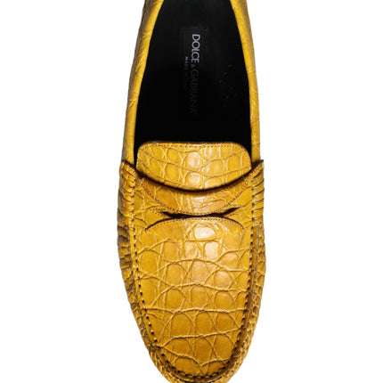 Dolce & Gabbana Yellow Leather Slip Mocassin Loafers Shoes